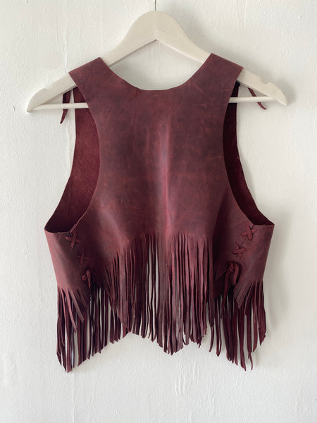 Handmade Tassel Leather Vest – Size Small (UK 8/10)