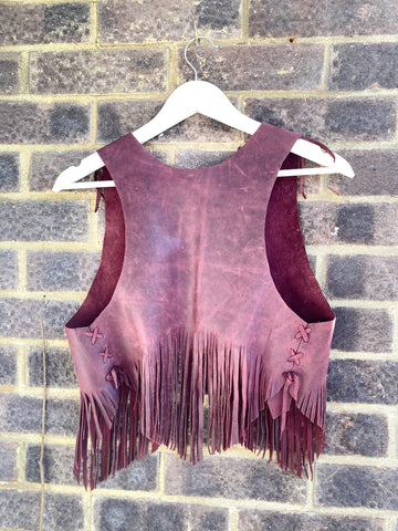 Handmade Tassel Leather Vest – Size Small (UK 8/10)