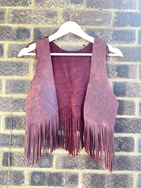 Handmade Tassel Leather Vest – Size Small (UK 8/10)