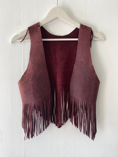 Handmade Tassel Leather Vest – Size Small (UK 8/10)