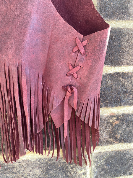 Handmade Tassel Leather Vest – Size Small (UK 8/10)